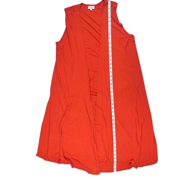 LulaRoe Ribbed Knit Duster Medium Boho Vest Flowy Open Front Side Slits Topper - Picture 3 of 11